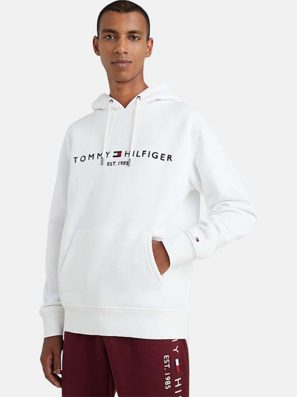HOODIE TOMMY HILFIGER LOGO FLEX WHITE