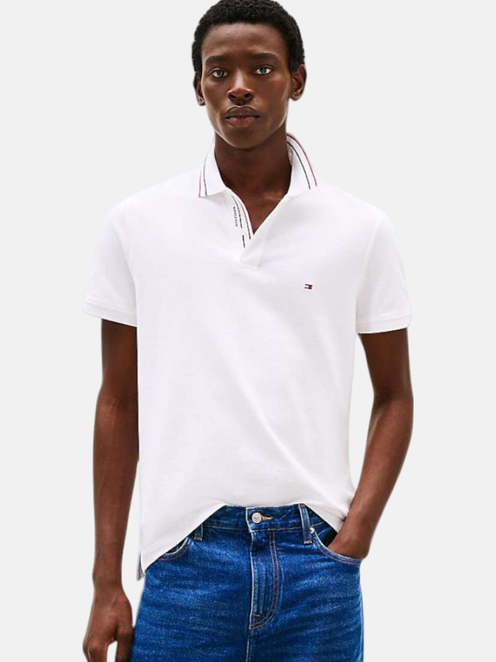 POLO TOMMY HILFIGER PLACKET INTEREST WHITE