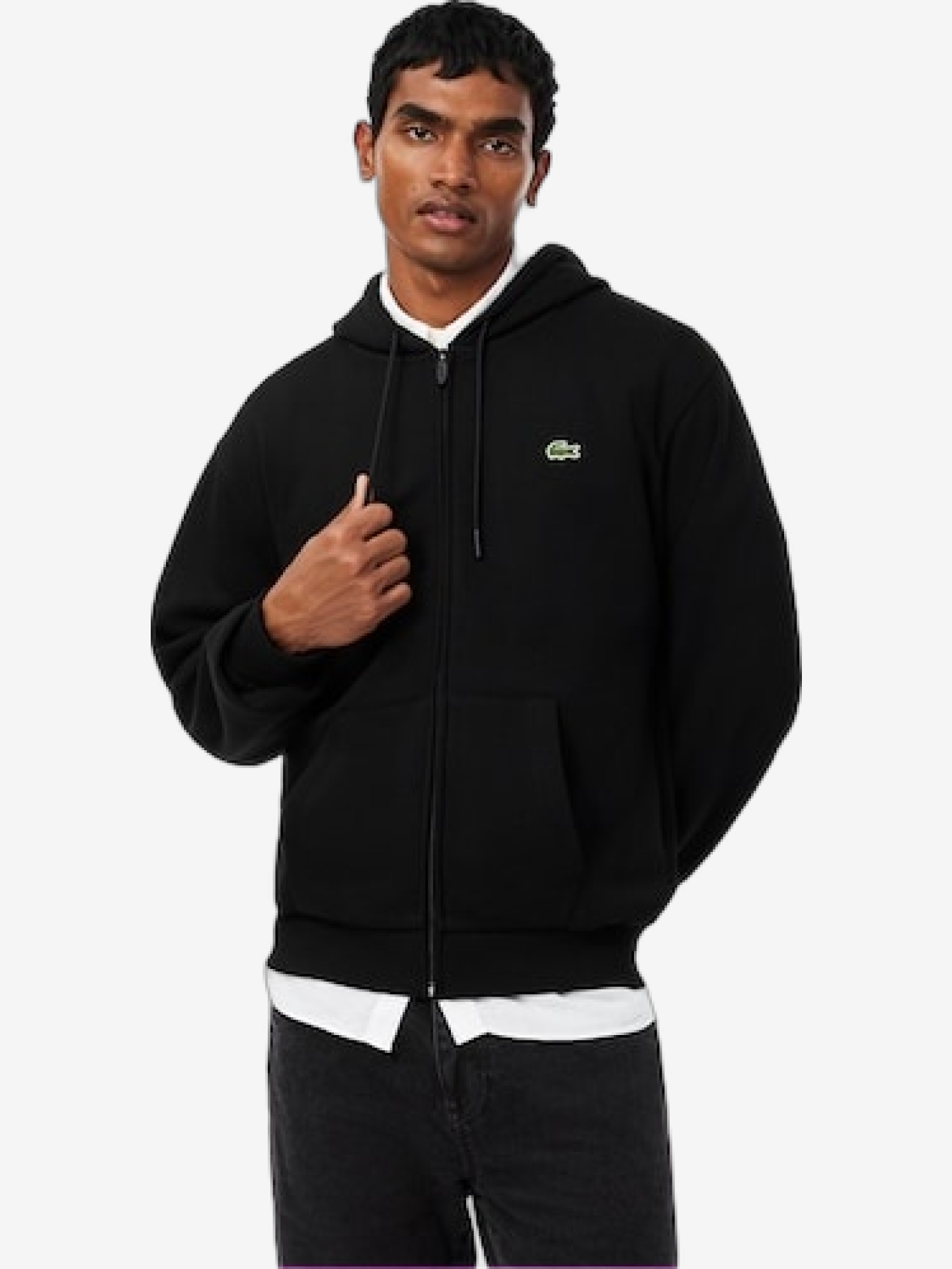 CASACO LACOSTE ZIPPED BLACK