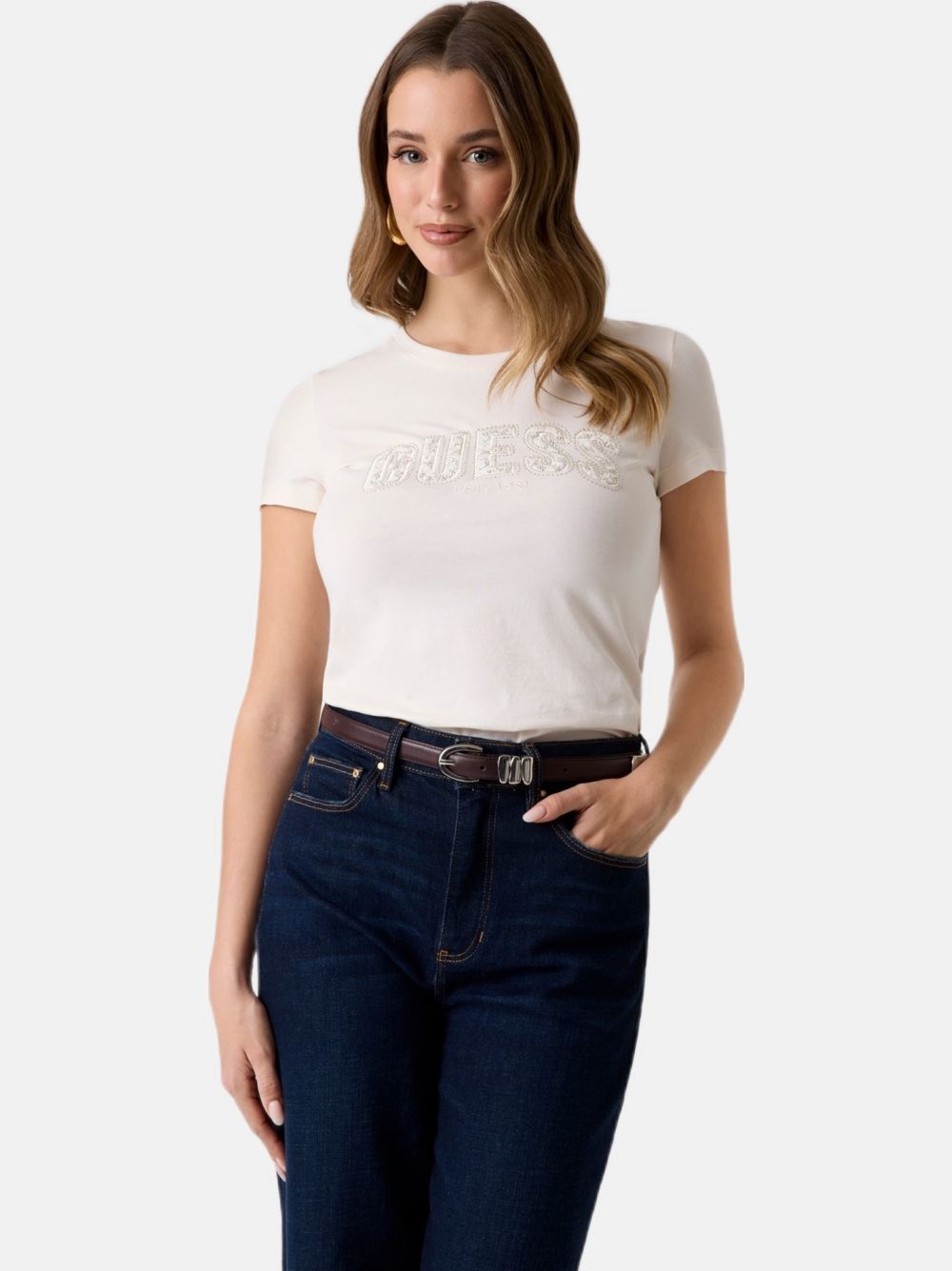 TSHIRT GUESS CN SS LOGO LACE