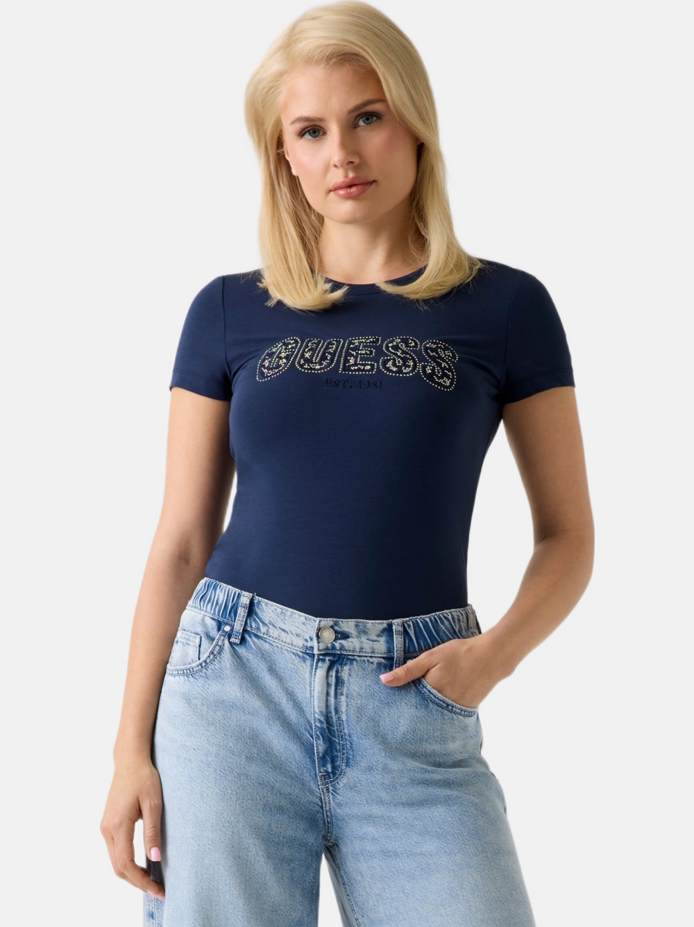 TSHIRT GUESS CN SS LOGO LACE