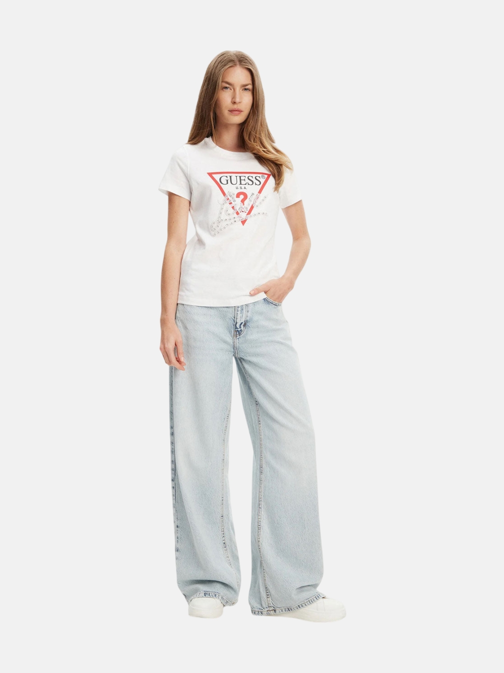 TSHIRT GUESS SS CN PEARLS LOVE TRIANGLE