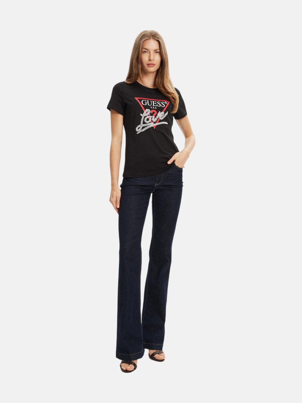  TSHIRT GUESS SS CN PEARLS LOVE TRIANGLE