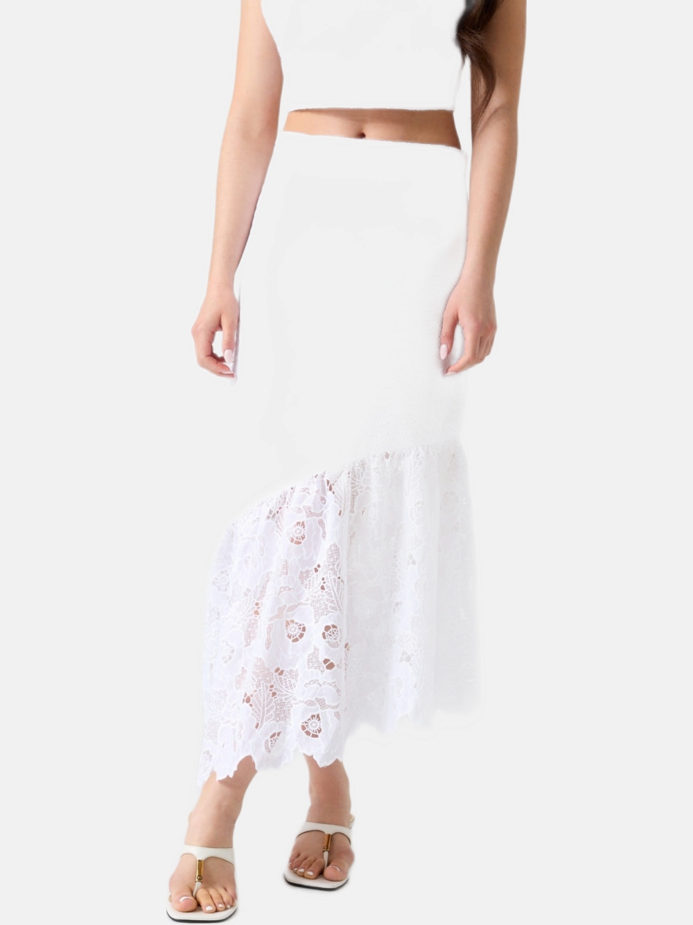 SAIA GUESS SHARON EYELETS FLARE MINI MIDI