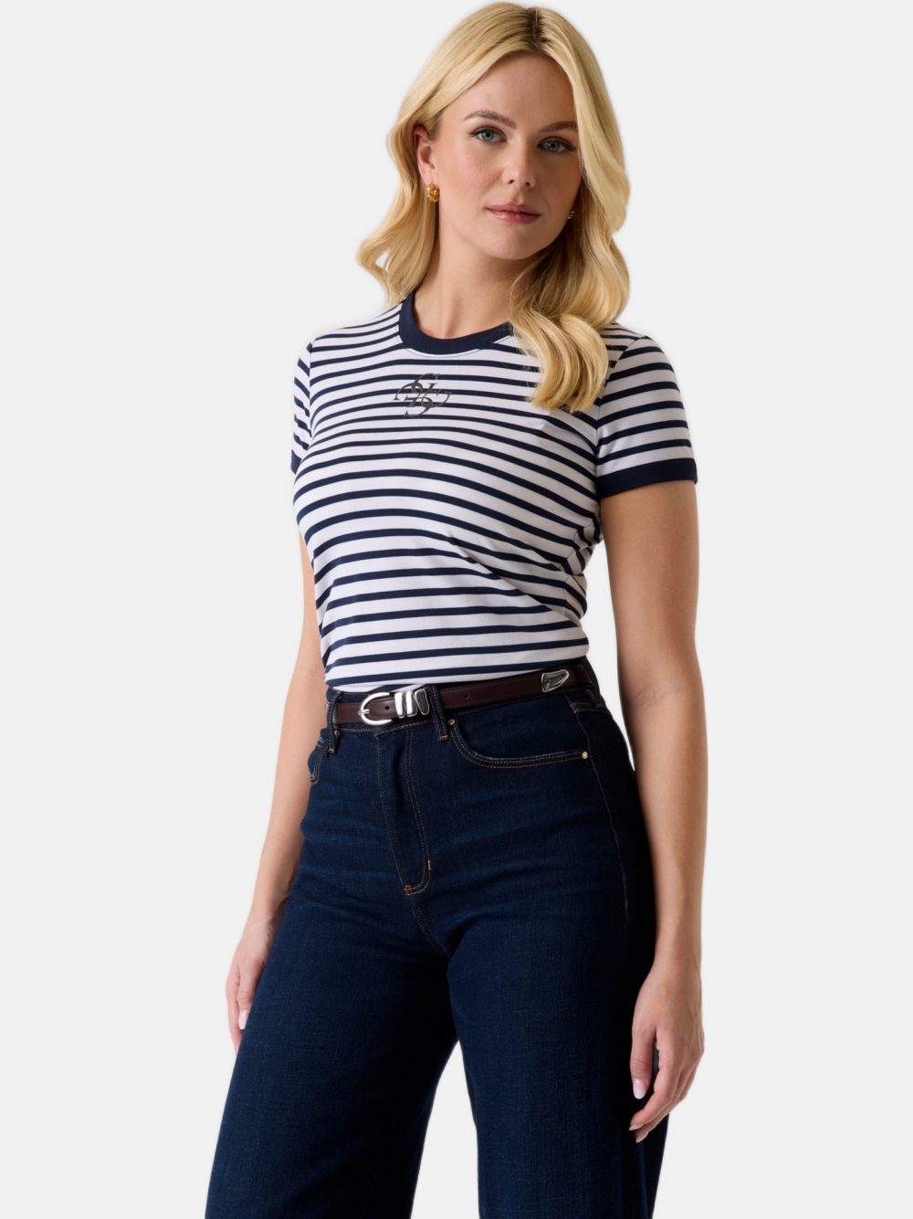 TSHIRT GUESS STRIPED MINI 4G LOGO